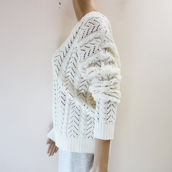 June & Ivy Francesca's Ivory Soft Twist back Off the Shoulder Sweater (L) NWT! - Picture 5 of 11